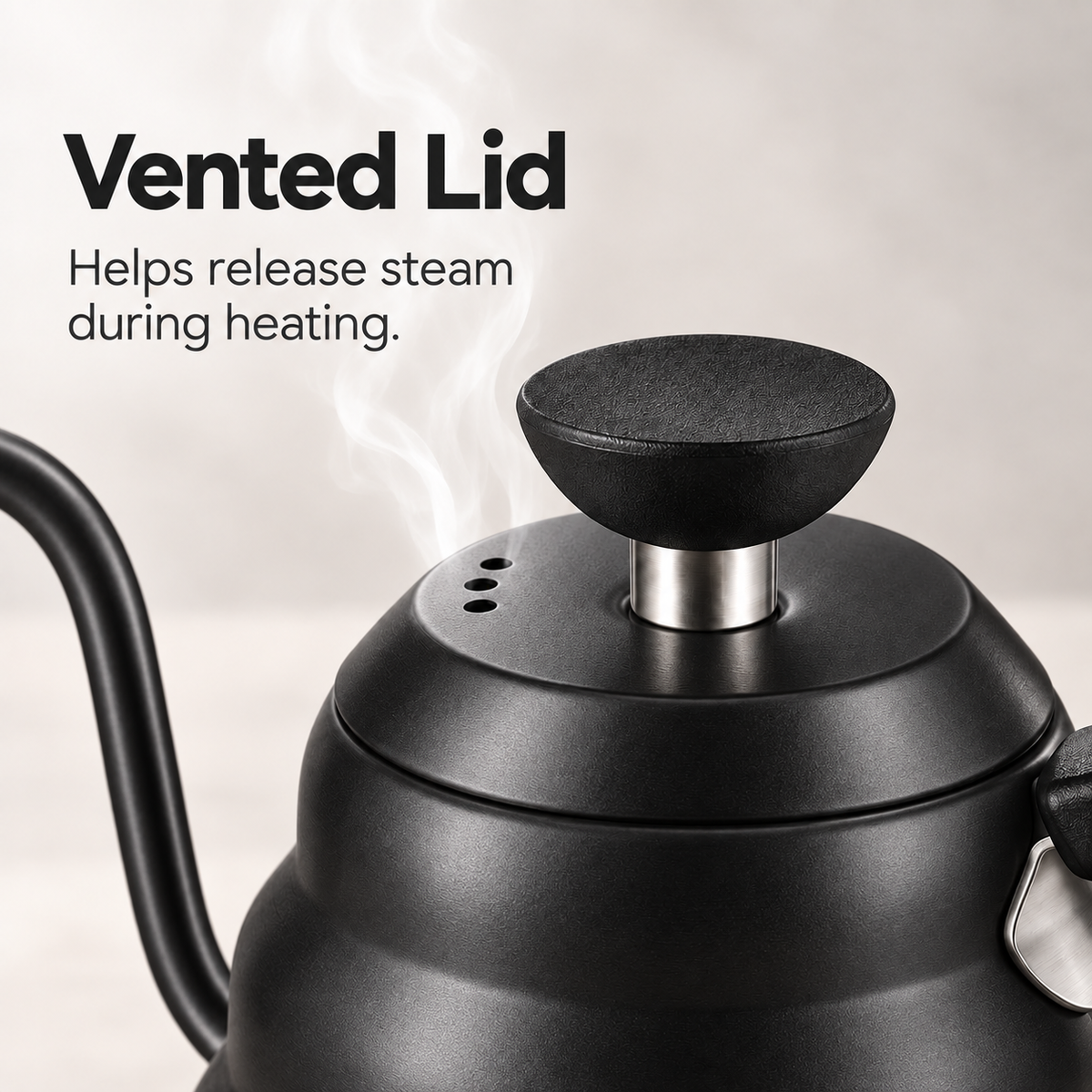 Vented lid helps release steam during heating