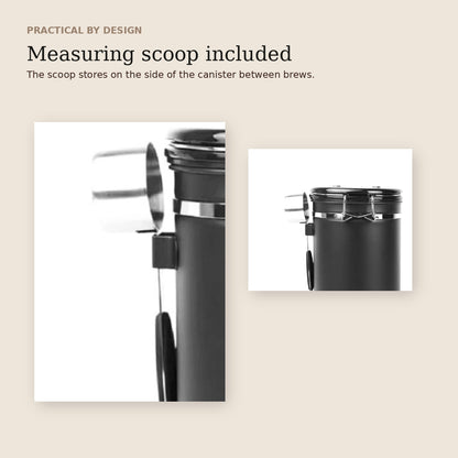 MAT Airtight Coffee Canister with included side measuring scoop