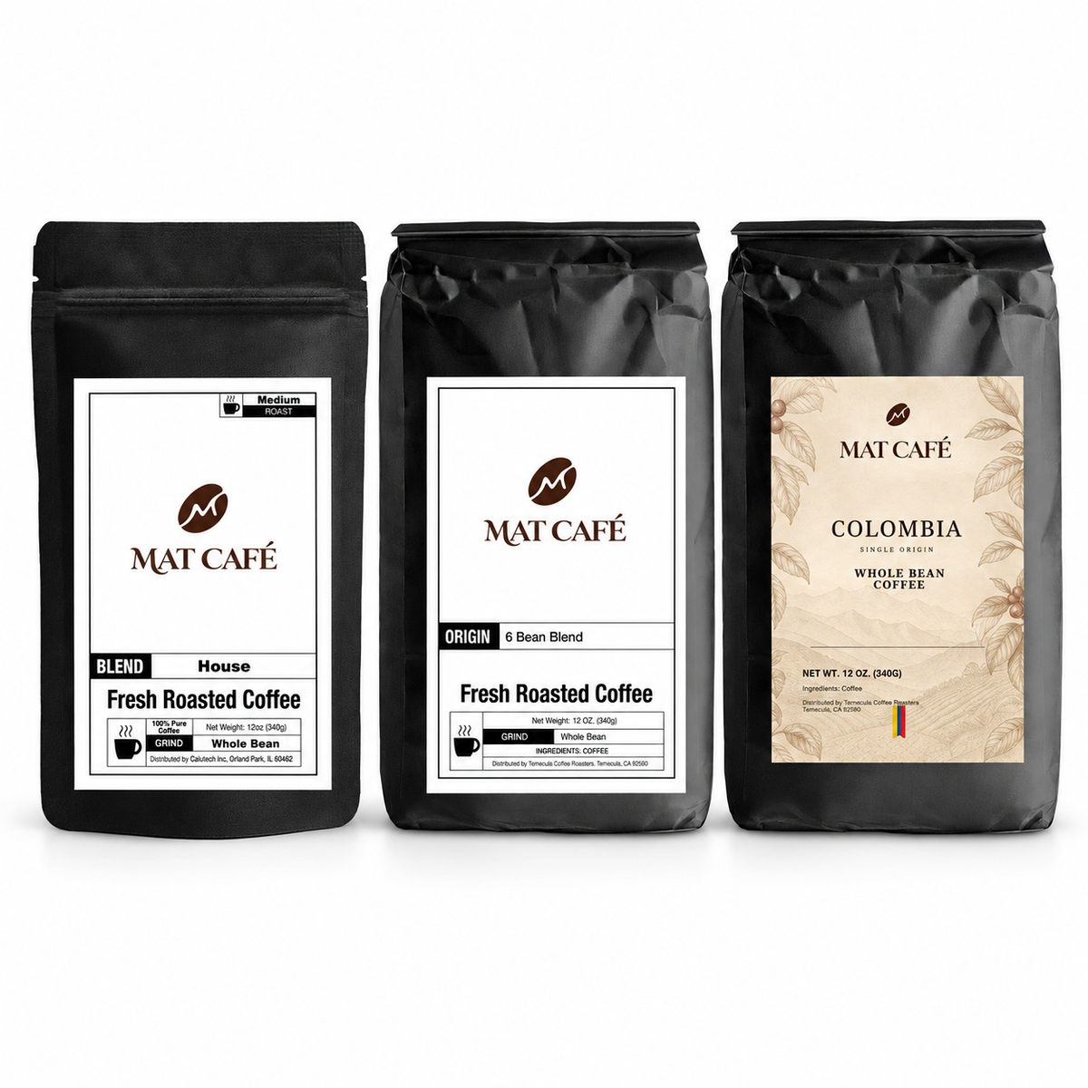 Coffee Discovery Trio – House, 6 Bean & Colombia – 3 Bags · 12 oz Each
