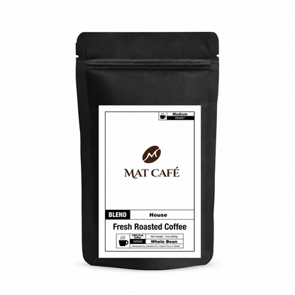MAT Café House Blend 12 oz coffee bag on a white background