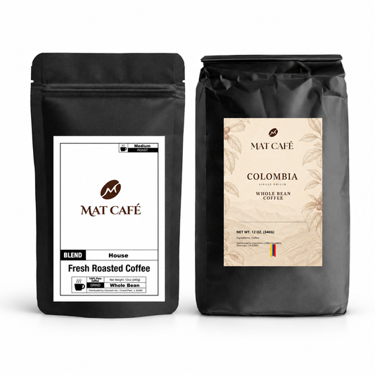 House + Colombia Coffee Duo: two 12 oz bags on a white background
